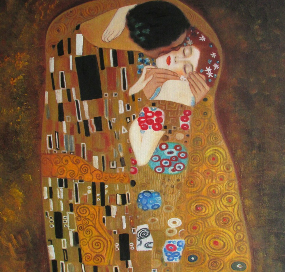 Quality Hand Painted Oil Painting, Gustav Klimt the Kiss Repro
