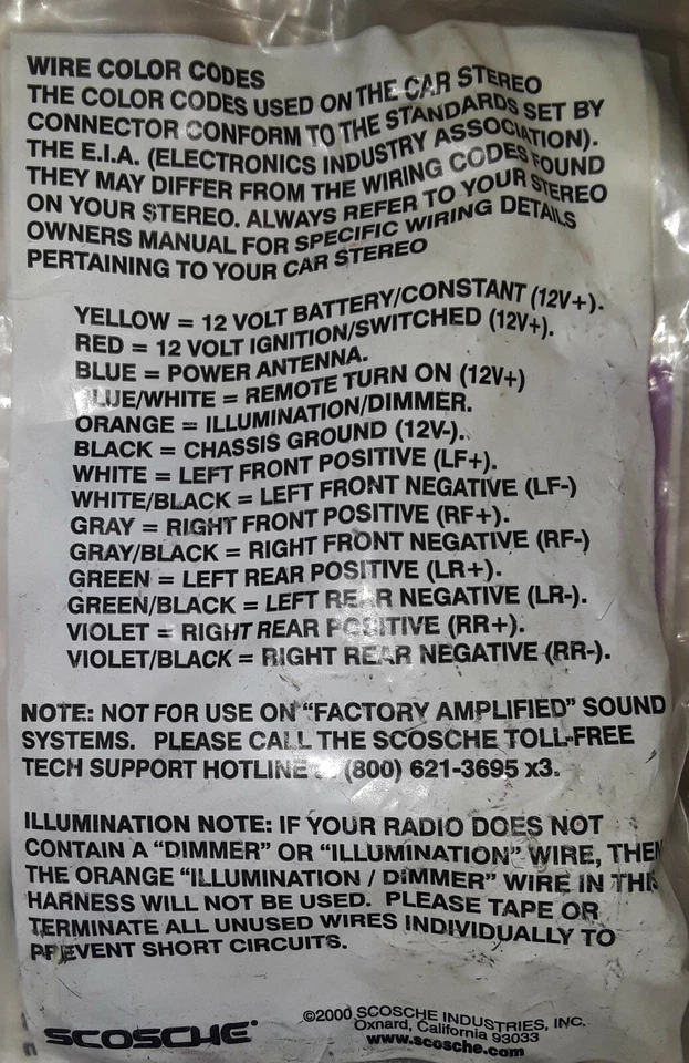 Scosche TA02RB | Arnés de cable de fábrica | Toyota 1987-up (¡Nuevo!) Foto 2 de 2