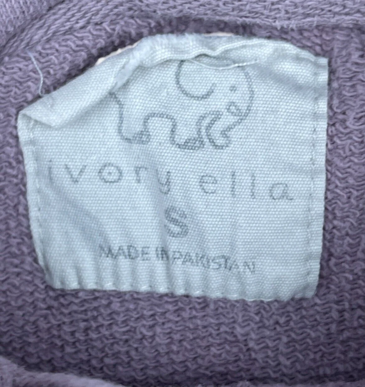 OFF WHITE Felpa con cappuccio avorio Ella lavanda 100% cotone biologico taglia SMALL