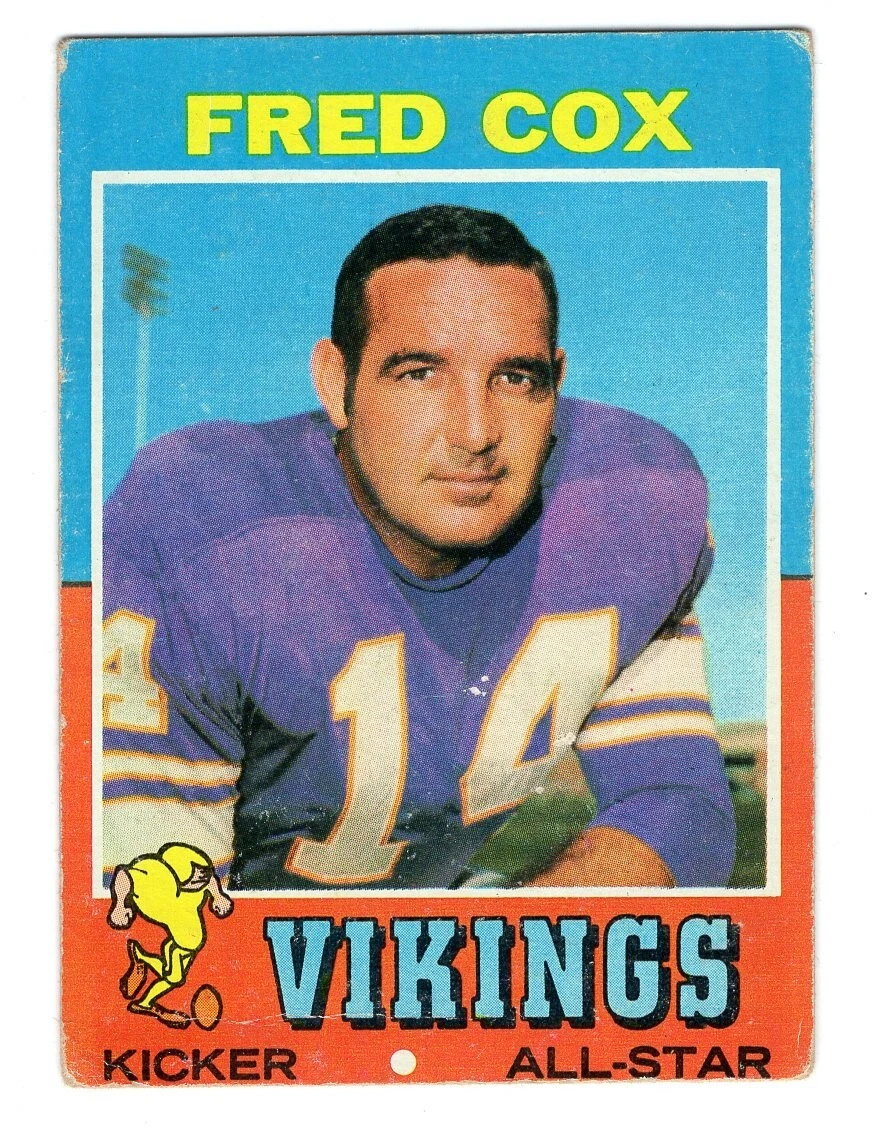 1971 Topps #96 Fred Cox Minnesota Vikings All-Star Football Card VG-EX