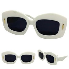 Oversized Exaggerated Vintage Retro Style SUNGLASSES Large White Frame Dark Lens