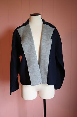JCrew Reversible Sweater-Jacket M Medium 8 10 Navy Gray NWT e7410