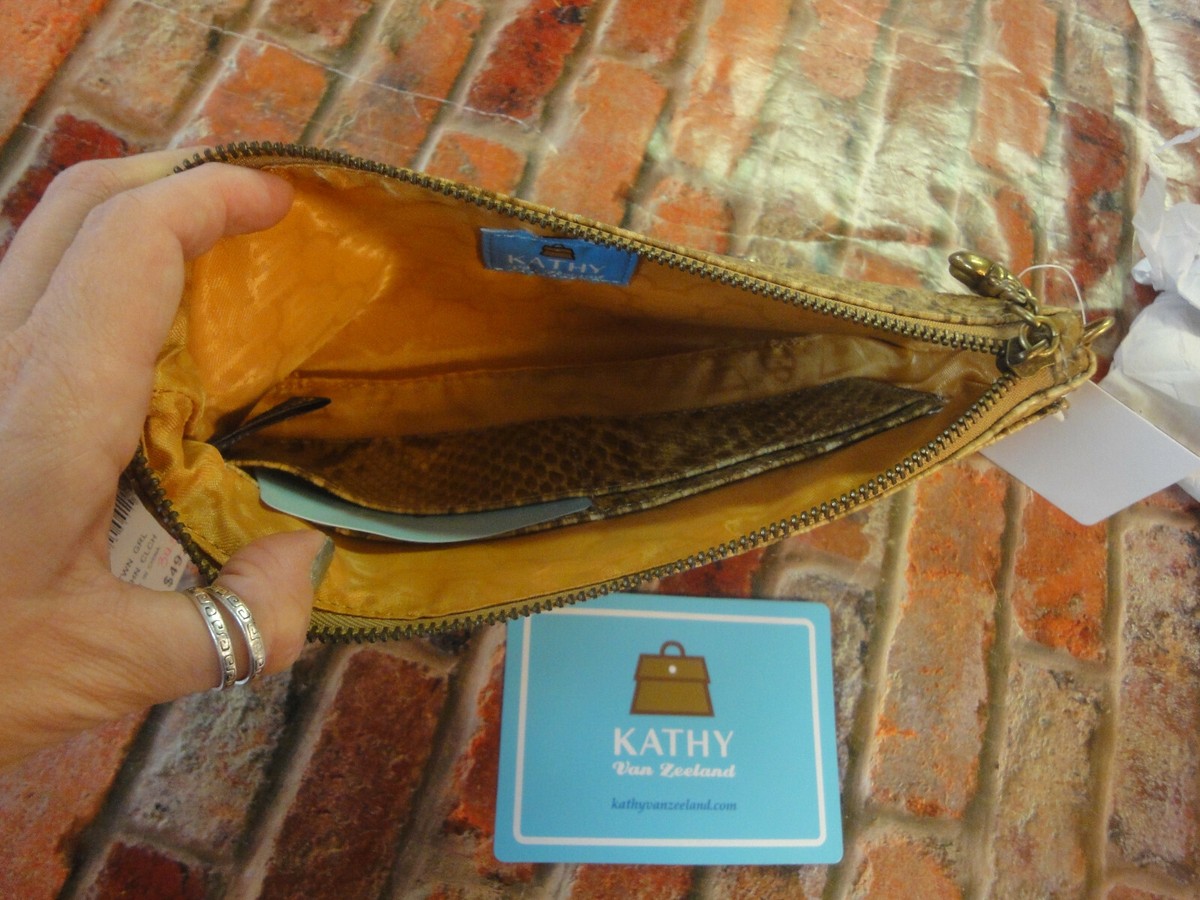 kathy van Zeeland Uptown girl Python clutch purse bag chain Heart char