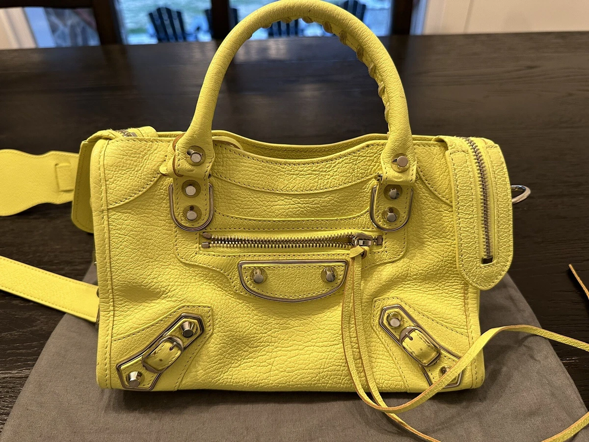 Balenciaga mini city bag in highlighter yellow