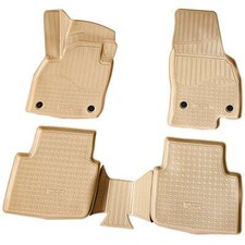 3D Gummi Fussmatten passend für VW Polo VI | AW | BJ ab 2017> | beige mit Rand