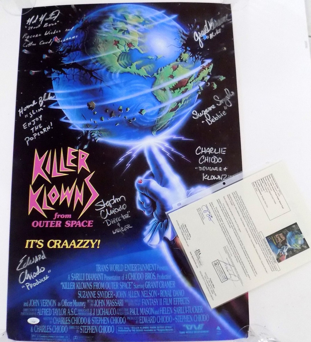 !Killer Klowns From Outer Space Cast 7 Signed Auto 20x30 Color Poster JSA  💎 LOA