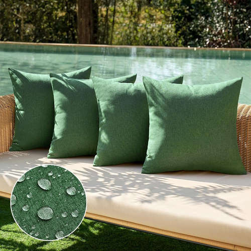 Pack of 4 Decorative Outdoor Throw Pillow Covers Linen Waterproof Pillow Covers