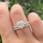 Moissanite Bridal Set Engagement Ring Solid 14K White Gold 2.50 CT Heart Cut