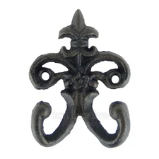 Fleur De Lis Wall Hook Coat Rack Key Towel Hanger Cast Iron Rustic Vintage Style