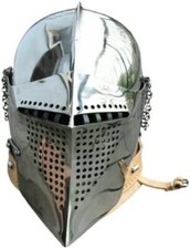 Elmetto Barbuta Medievale Cavaliere Faccia a T Armatura con Supporto Rustico Vintage Casa