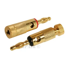 Open Screw Type Speaker Wire Banana Plugs Audio Gold Connectors - 1-100 Pack Lot