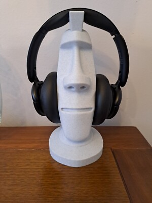 Grey Marble Colour Moai Headphone Stand | 3D Printed