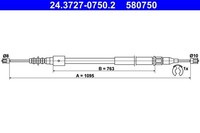 NEU - ATE 24.3727-0750.2 Seilzug, Feststellbremse FüR Opel