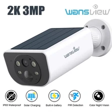 Wansview 2K Solar Security Cameras Wireless Outdoor Motion Detection 2-Way Audio