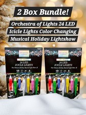 Orchestra of Lights 24ct Multi-function LED Christmas Icicle Lights 2 Box Bundle