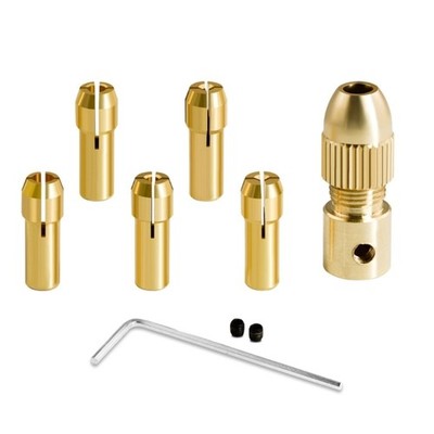 6Pcs Drill Chuck Collet Set with Keyless Drill Chuck 0.5-3mm Replacement Collet