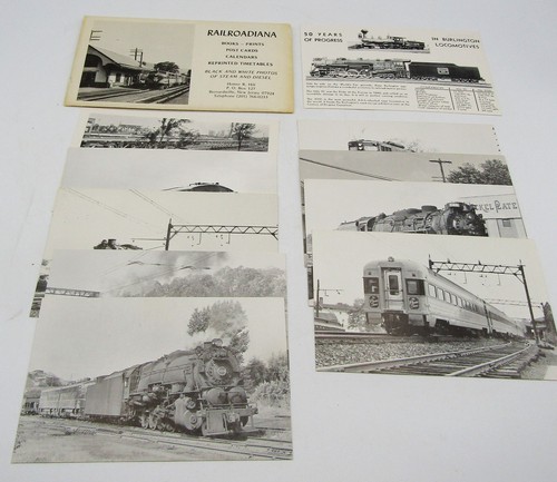VINTAGE RAILROADIANA 50 YRS. BURLINGTON ROUTE POSTCARDS - SET OF 9  (1977)
