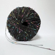 ice yarns tweed like . 328 yards . night sky . fingering black rainbow slub yarn