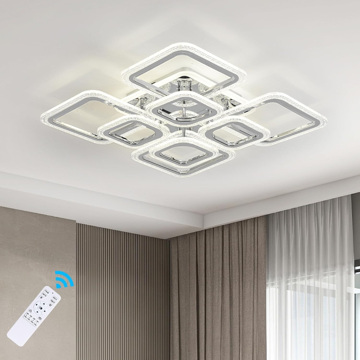 Moderna Lampada Da Soffitto Dimmerabile, a Incasso a LED, Con 8 Rettangoli Nordi