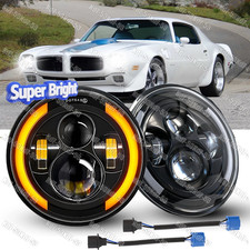 2x For Pontiac Firebird 1970-1976 7inch Led Headlights Hilo Drl Angel Eyes