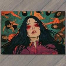 Art Print Red Eyed Woman Drenched Hair Floating Bodies Water Eerie Stare