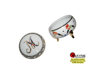 Initial M Porcelain Trinket Box 3 Legs Round Floral By Past Times (1) 02985M