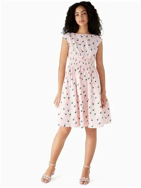 kate spade pink dress Festive Tweed This midi dress features a classic rose pattern in pink and red Julia Bubble Dress