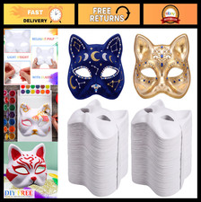 100 Pcs White DIY Paper Mache Masks - Blank Paintable Craft Masks for Cosplay