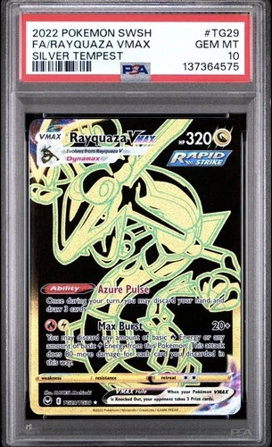 PSA 10 RAYQUAZA VMAX TG29/TG30 FULL ART SILVER TEMPEST POKEMON