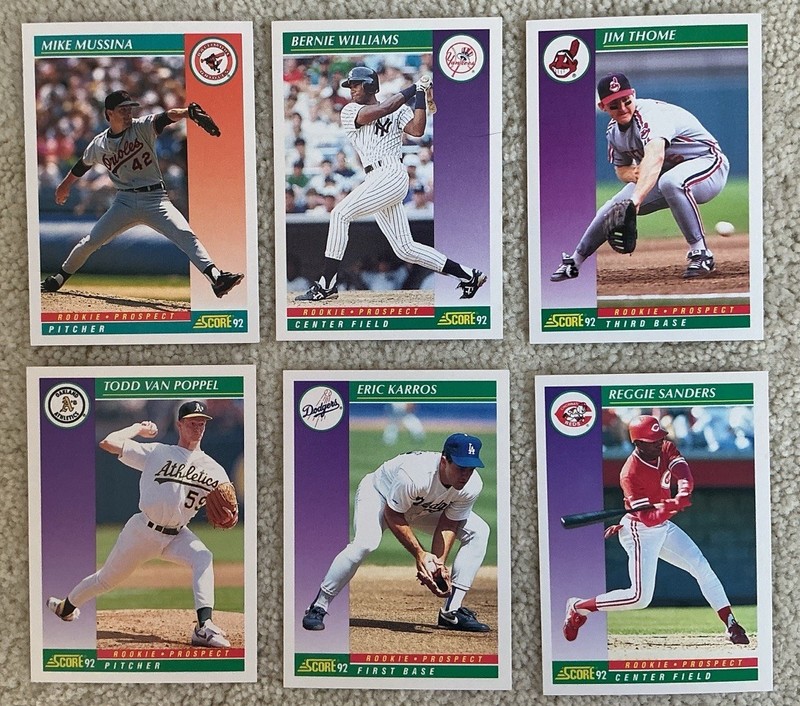 11 Cards:1992 Score Baseball ROOKIE Prospects.NM or Better.Mussina,Thome,etc.