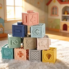 Baby Building Blocks 12 Pcs Soft Stack Cube Gift Playset For Toddler Stack Toys