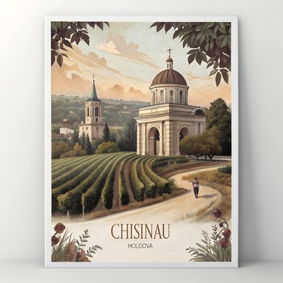 Charmantes Chisinau Moldawien Reiseposter - Weinland Kunstdruck_mehrDetail_4k_4