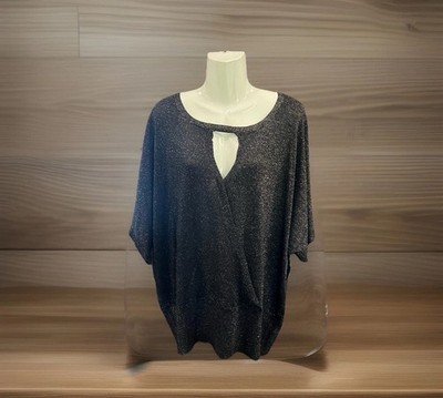 Joseph A Black Metallic Pullover Sweater, Batwing Sleeve, Size 2X, NWT