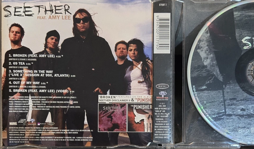 Broken by Seether feat. Amy lee CD Single (Epic, 2004) Free Post - Image 2 of 3