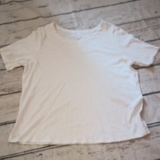 J Jill White Pima Slub Scoop Neck Side Slit T Shirt XL