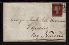 UK 1853 DUNDEE SCOTLAND QUEEN VICTORIA COVER bearing 1d Red Brown IMPERF STAMP
