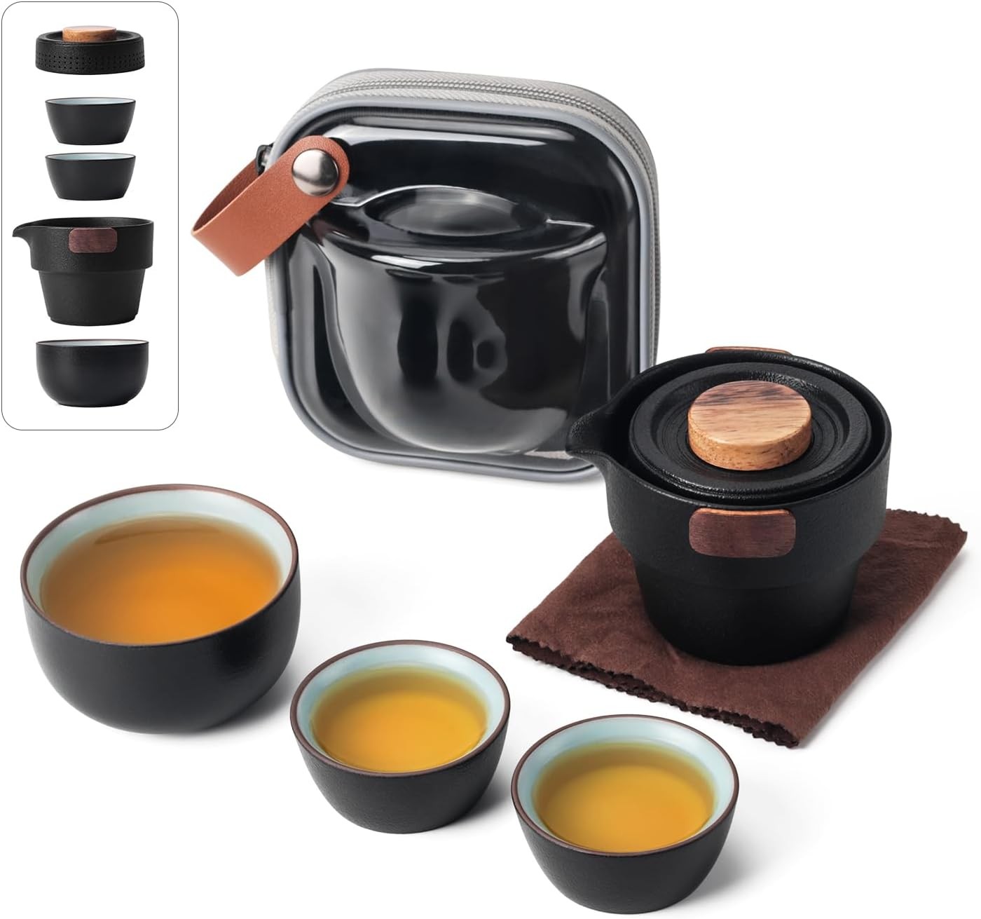 Mini Portable Kung Fu Tea Set - Chinese Ceramic Travel Teapot