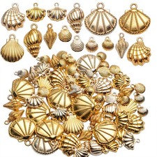 Aylifu Seashell Charms, 100 Gram Gold Shell Ocean Theme Pendants Small,