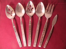 6 Serving Pieces Oneida 1881 Rogers Spanish Court Serving Slotted Spoon Flatware