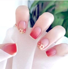Floral Short Press On Nails 
