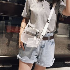  Borsa in plastica trasparente smerigliata a spalla 2 in 1 Borsa a tracolla con