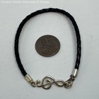 925 Sterling Silver Music Note Charm Black Cord Bracelet 2.5g — photo 2