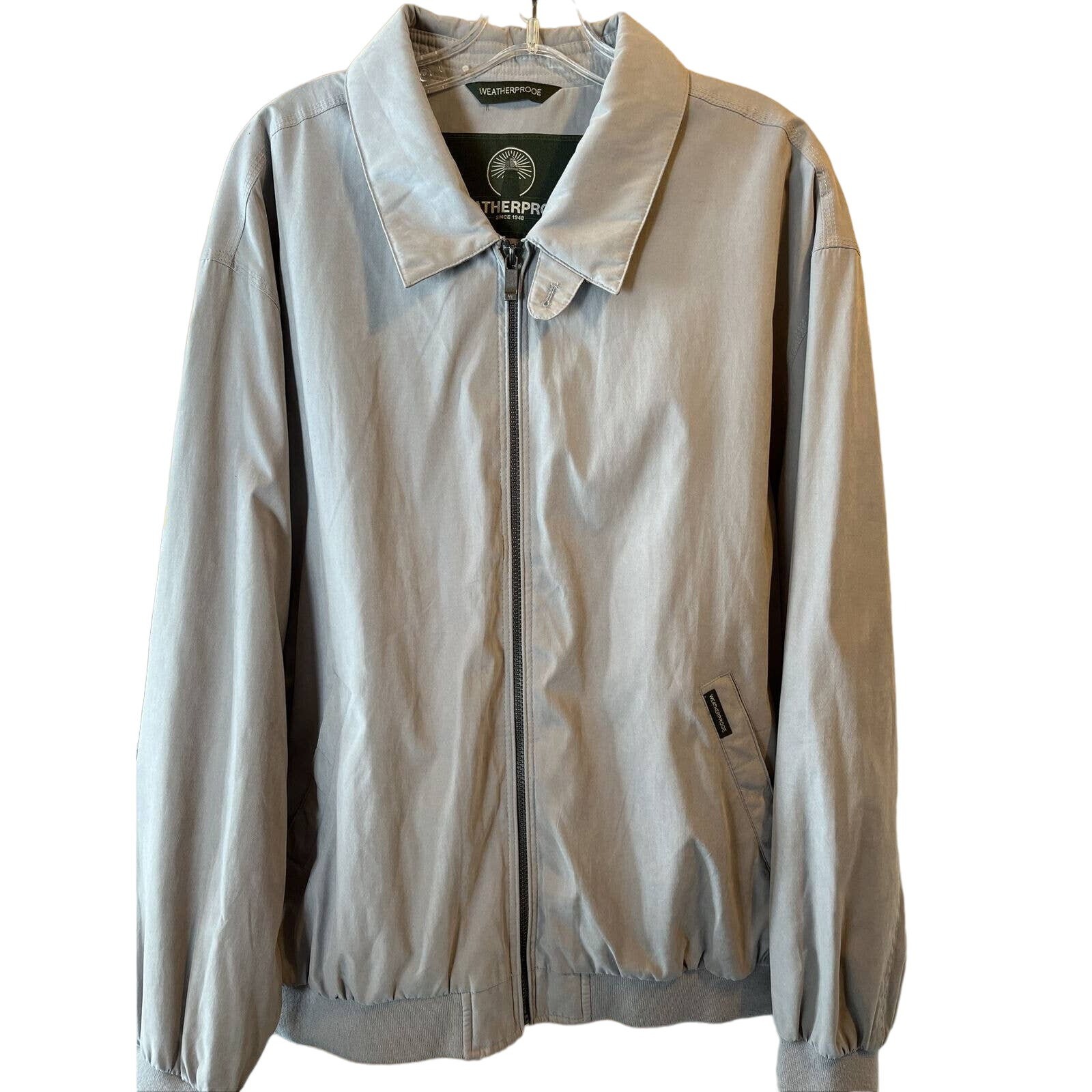 Weatherproof Men’s XL Gray LS Full Zip Cotton Polyester Nylon Bomber Jacket