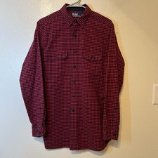 Vintage Polo Ralph Lauren Button Down Shirt Medium Gingham Long Sleeve Red BG3