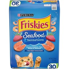 Dry Cat Food Seafood Sensations With Salmon, Tuna, and Shrimp Flavors, 30 lb Bag
