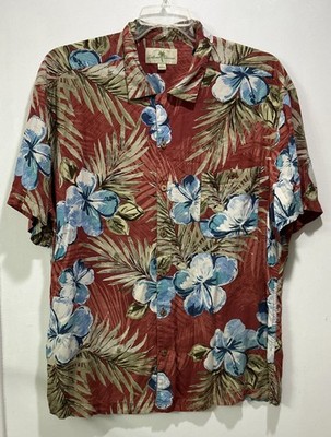 ISLAND SHORES Hawaiian Tropical Shirt Mens XXL Red Floral Print