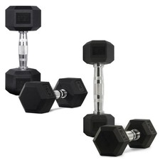 Hex Rubber Dumbbells 2-Pack Set 5-20 lb Combo   Cast Iron Core