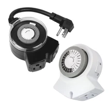 2-Outlet 24 Hour Mechanical Timer, for Christmas Lights and Holiday Decoratio...