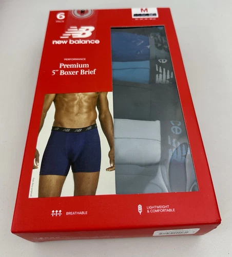 Boxer Uomo New Balance M Confezione 6 Performance Premium 5" Blu Grigio Nero