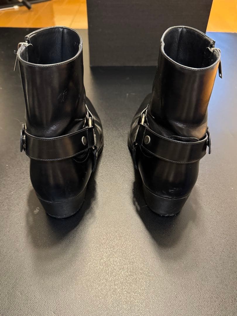 YSL Saint Laurent Wyatt Harness Ring Boots Black Leather Men's YSL Saint Laurent Wyatt Harness Ring Boots Black Leather Men's